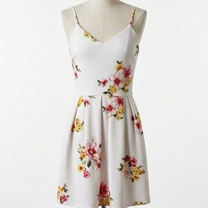 Monteau| White, Pink & Yellow Floral Spaghetti Strap Mini Skater Sundress Sz M